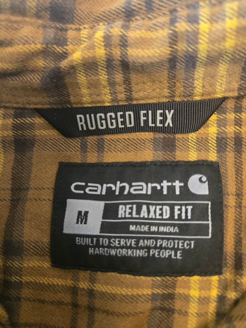 Carhartt Relaxed Fit Rugged Flex Plaid Jacket in Brown and Yellow
